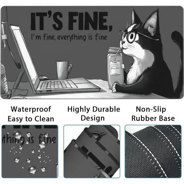 Alt view image 6 of 7 - Funny Cat XXL Mouse Pad Set, Keyboard Wrist Rest Support, 35.4x15.7 in