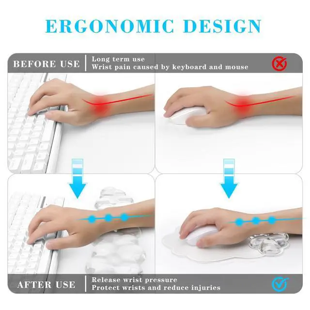 Alt view image 2 of 7 - Gel Cloud Keyboard and Mouse Wrist Rest, Cute Wrist Support and Arm Support Rest for Typing Pain ReliefSuitable for Office/Computer/Laptop/Gaming Set-White