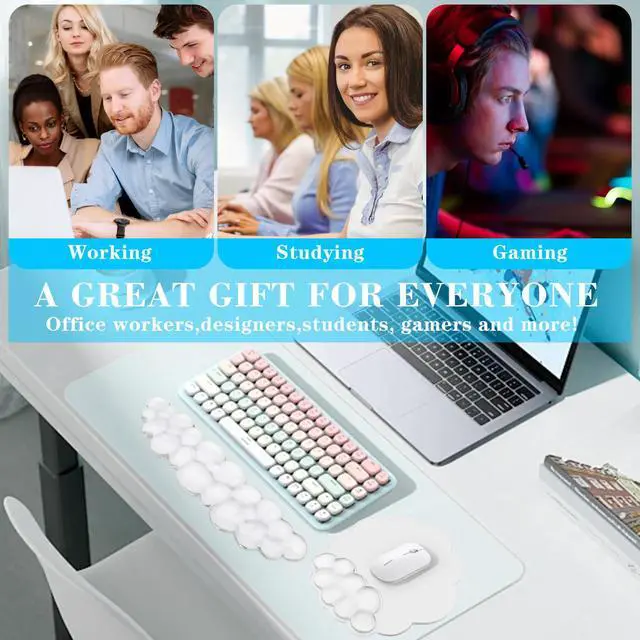 Alt view image 7 of 7 - Gel Cloud Keyboard and Mouse Wrist Rest, Cute Wrist Support and Arm Support Rest for Typing Pain ReliefSuitable for Office/Computer/Laptop/Gaming Set-White