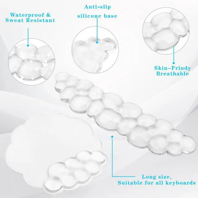 Alt view image 3 of 7 - Gel Cloud Keyboard and Mouse Wrist Rest, Cute Wrist Support and Arm Support Rest for Typing Pain ReliefSuitable for Office/Computer/Laptop/Gaming Set-White