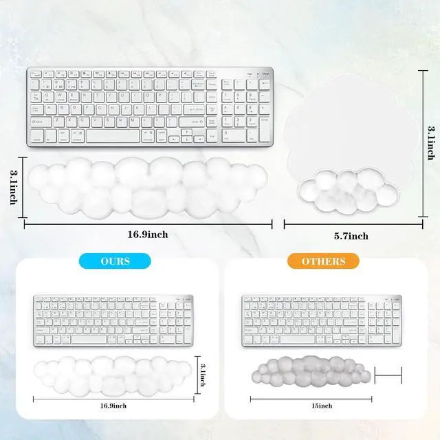 Alt view image 5 of 7 - Gel Cloud Keyboard and Mouse Wrist Rest, Cute Wrist Support and Arm Support Rest for Typing Pain ReliefSuitable for Office/Computer/Laptop/Gaming Set-White