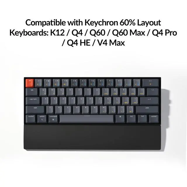 Alt view image 2 of 7 - Ergonomic Silicone Wrist Rest for Keychron K12 / Q4 / Q60 / Q60 Max / Q4 Pro / Q4 HE / V4 / V4 Max, 12.04" Honeycomb Non-Slip Palm Rest, 60% Compact Mechanical Keyboard Support with Typing Pain Relief