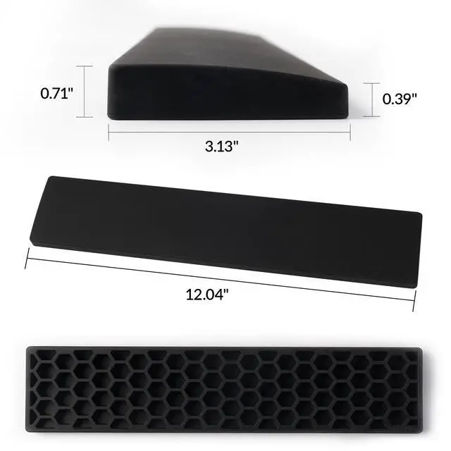 Alt view image 3 of 7 - Ergonomic Silicone Wrist Rest for Keychron K12 / Q4 / Q60 / Q60 Max / Q4 Pro / Q4 HE / V4 / V4 Max, 12.04" Honeycomb Non-Slip Palm Rest, 60% Compact Mechanical Keyboard Support with Typing Pain Relief