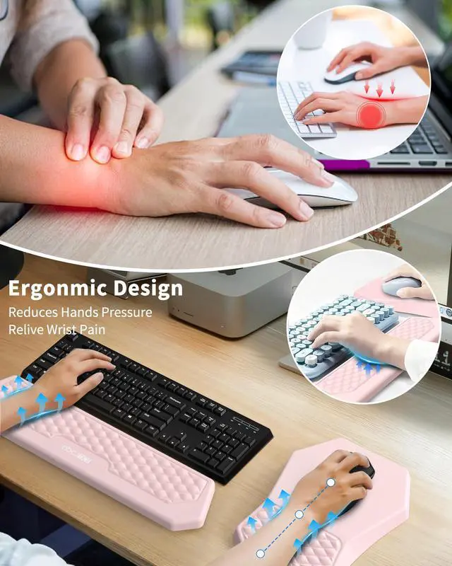 Alt view image 2 of 7 - Ergonomic Mouse Pad Wrist Rest and Keyboard Wrist Rest Support Set
