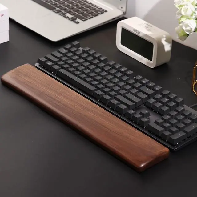 Alt view image 5 of 6 - Wooden Wrist Rest, Walnut Wood Keyboard Wrist Rest, Ergonomic Palm Rest, Anti-Slip, Keyboard Accessory for Computer, Laptop, Home & Office (Black Walnut, 17.2" L x 3.15" W x 0.78" H)
