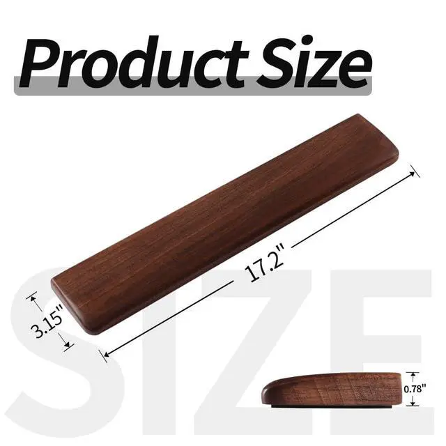 Alt view image 6 of 6 - Wooden Wrist Rest, Walnut Wood Keyboard Wrist Rest, Ergonomic Palm Rest, Anti-Slip, Keyboard Accessory for Computer, Laptop, Home & Office (Black Walnut, 17.2" L x 3.15" W x 0.78" H)