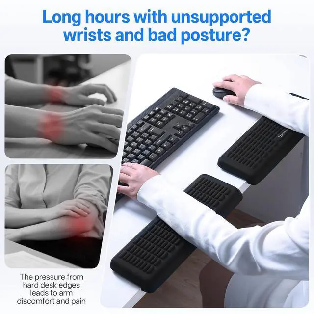 Alt view image 2 of 7 - PostureUp L-Shaped Desk Wrist Rest Elbow, Non-Slip, Separate Design, Memory Foam Desk Edge Support, Ergonomic Design for Long-Hour Work (11.8 * 3.9 inch 2-Piece Set of Black)