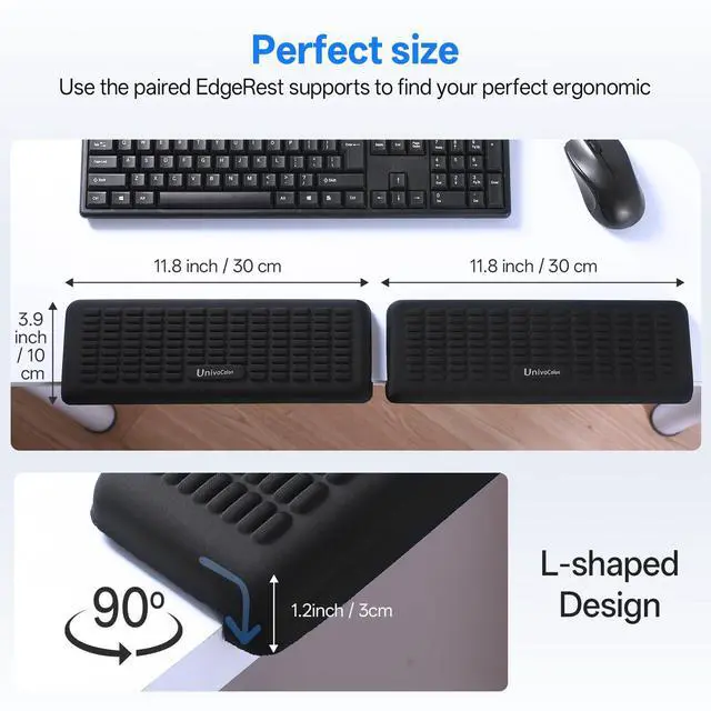 Alt view image 4 of 7 - PostureUp L-Shaped Desk Wrist Rest Elbow, Non-Slip, Separate Design, Memory Foam Desk Edge Support, Ergonomic Design for Long-Hour Work (11.8 * 3.9 inch 2-Piece Set of Black)