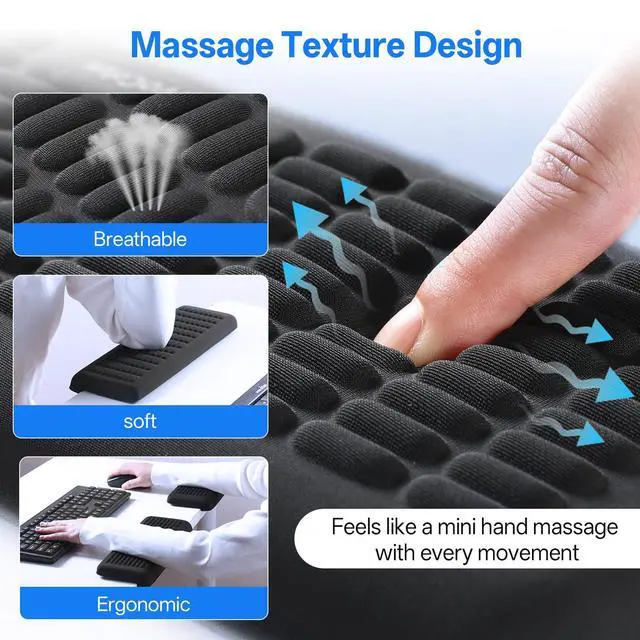 Alt view image 5 of 7 - PostureUp L-Shaped Desk Wrist Rest Elbow, Non-Slip, Separate Design, Memory Foam Desk Edge Support, Ergonomic Design for Long-Hour Work (11.8 * 3.9 inch 2-Piece Set of Black)
