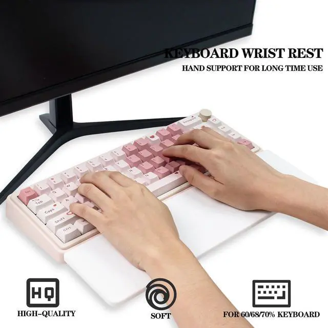 Alt view image 2 of 6 - Ergonomic 75% Keyboard Wrist Rest-12.8" Silicone Non-Slip Keyboard Hand Rest, Relief of Hand Pain(White)