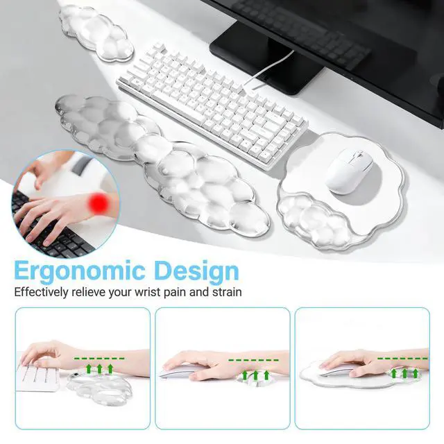 Alt view image 3 of 7 - Gel Cloud Keyboard Wrist Rest, Cloud Wings Wrist Rest, White