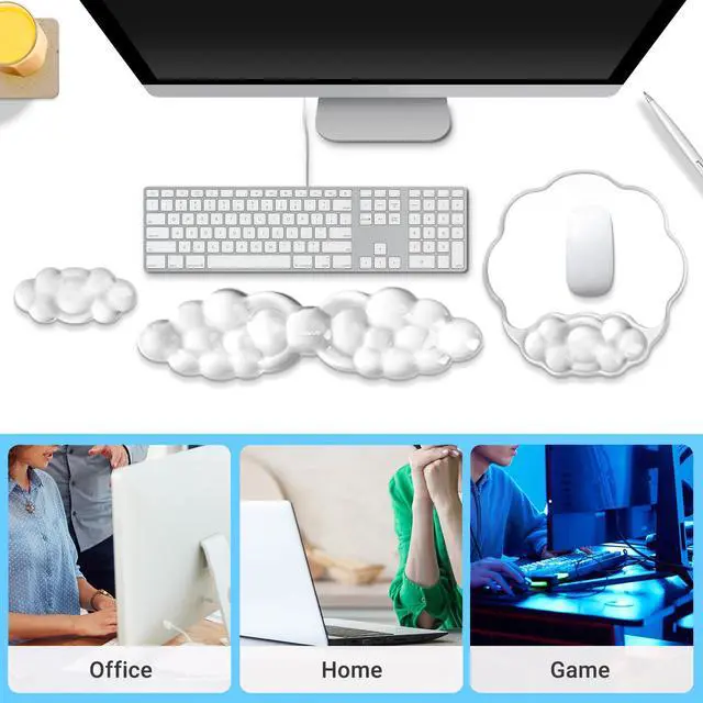 Alt view image 6 of 7 - Gel Cloud Keyboard Wrist Rest, Cloud Wings Wrist Rest, White