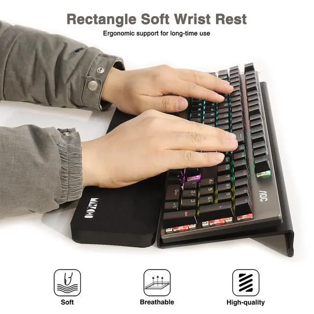 Alt view image 2 of 5 - Acrylic Tilted Keyboard Riser Stand and Holder with Wrist Arm Rest Support Pad for Computer Desk Desktop, 16.9" Wide Black
