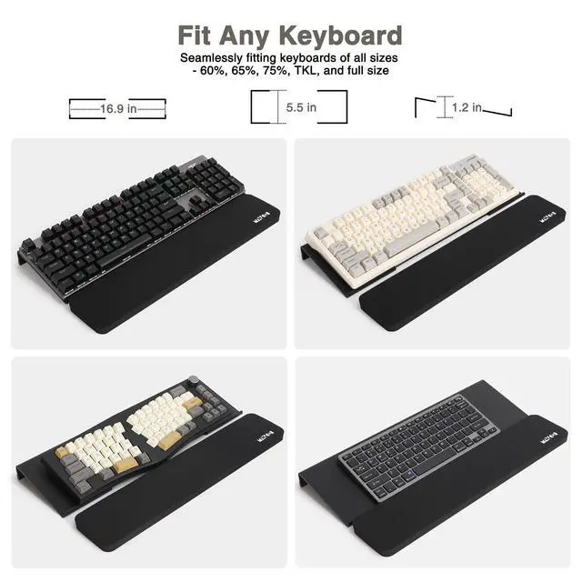 Alt view image 3 of 5 - Acrylic Tilted Keyboard Riser Stand and Holder with Wrist Arm Rest Support Pad for Computer Desk Desktop, 16.9" Wide Black