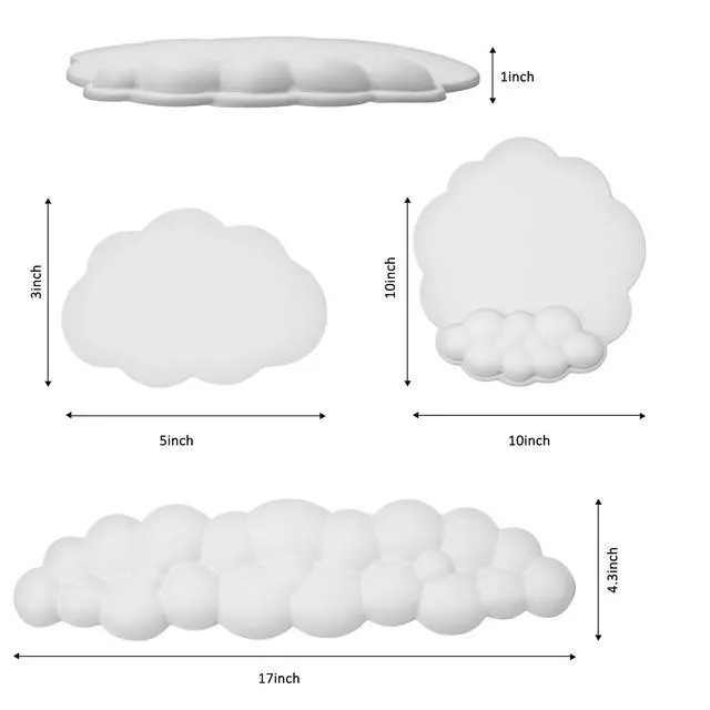 Alt view image 2 of 6 - Cloud Keyboard and Mouse Wrist Rest Pad for Computer Arm Pain Relief- Ergonomic Wrist Support Mousepad with Non-Slip PU Base for Office, Gaming, and Home Use Anti-Fatigue(White)