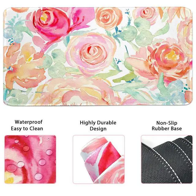 Alt view image 6 of 6 - Large Mouse Pad Set, Cute Extended Mouse Pad+Keyboard Wrist Rest Support Desk Pad Memory Foam Ergonomic Easy Typing, 35.4×15.7 in Desk Mat Set for Home Office Study Game - Flowers