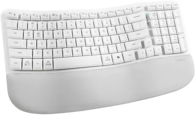 Main image of Wave Keys Wireless Ergonomic Keyboard with Cushioned Palm Rest, 2.4GHz Ergo Cordless USB Computer Keyboard, Comfortable Natural Typing, for Laptop, Mac, Windows (White)