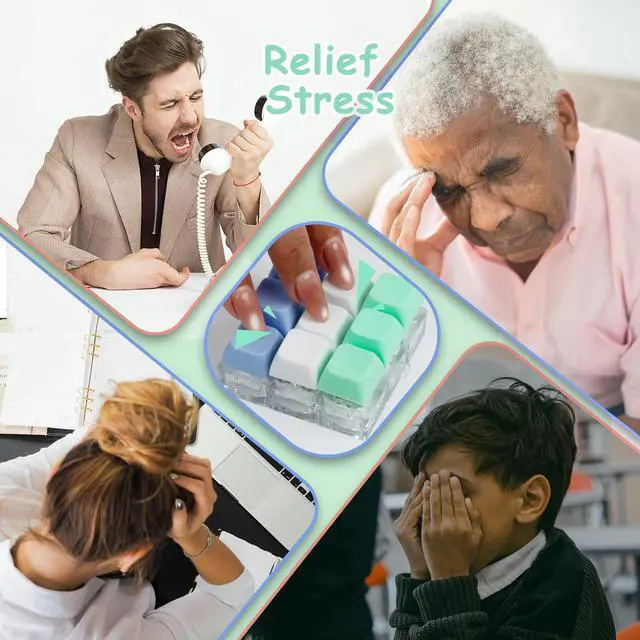 Alt view image 6 of 7 - Keyboard Fidget Toy, Keyboard Fidget Keychain 9-in-1 Keyboard Decompression Button Finger Clicker Toys Stress Relief Fidget Gifts (3 Colors- Blue White Green)