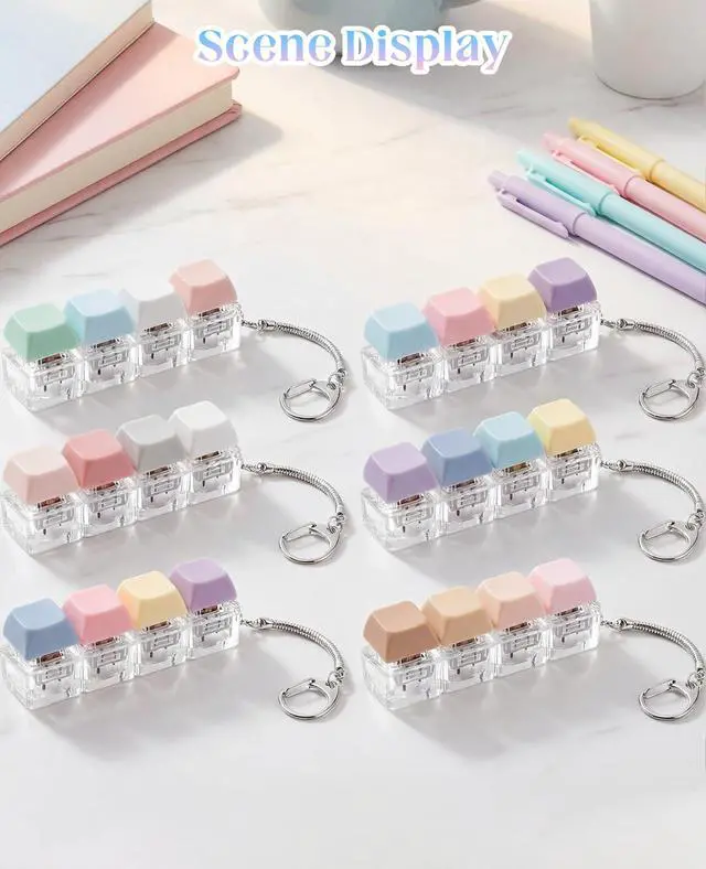 Alt view image 6 of 7 - Keyboard Clicker, 4-in-1 Creamy Clickers Keychain Decompression Button to Relief Stress