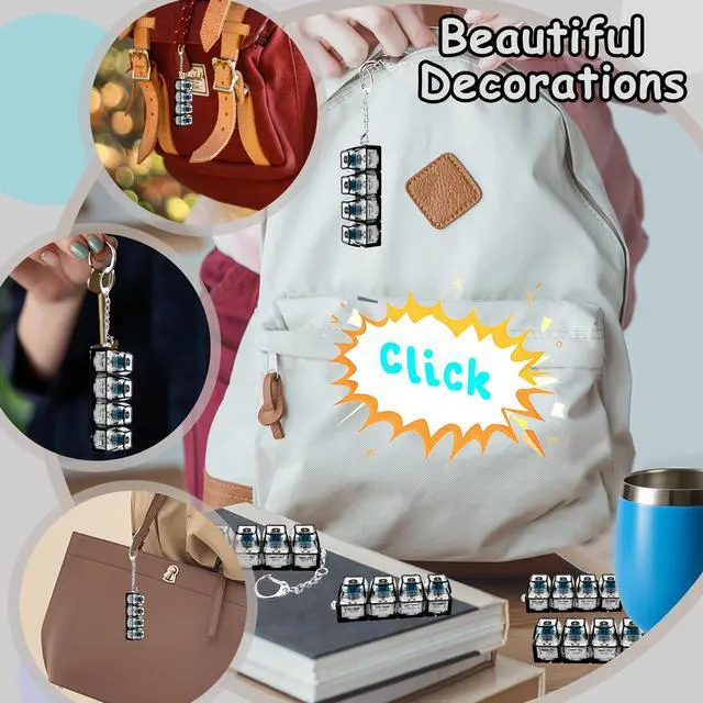 Alt view image 5 of 7 - Keyboard Fidget Toy, Keyboard Fidget Keychain 4-in-1 Keyboard Decompression Button Finger Clicker Toys, Button Stress Relief Fidget Gifts to Relief Stress