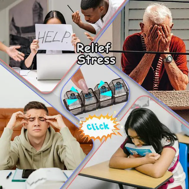 Alt view image 6 of 7 - Keyboard Fidget Toy, Keyboard Fidget Keychain 4-in-1 Keyboard Decompression Button Finger Clicker Toys, Button Stress Relief Fidget Gifts to Relief Stress
