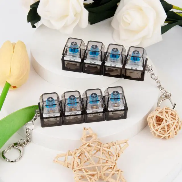 Alt view image 7 of 7 - Keyboard Fidget Toy, Keyboard Fidget Keychain 4-in-1 Keyboard Decompression Button Finger Clicker Toys, Button Stress Relief Fidget Gifts to Relief Stress
