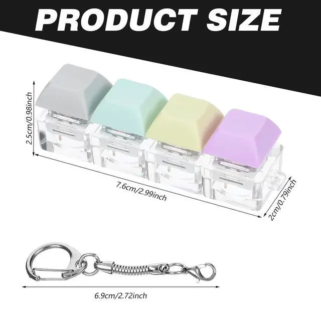 Alt view image 2 of 7 - Keyboard Fidget Clicker Keyboard Fidget Keychain of 4 Colors