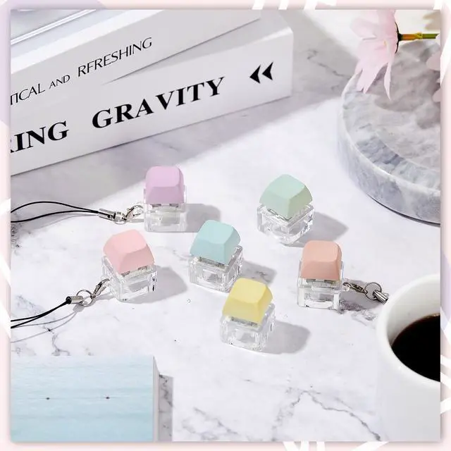 Alt view image 5 of 6 - Keyboard Fidget Toys Keyboard Clicker Fidget Keychain Decompression Button Finger Clicker Toys Button Stress Relief Gifts for Relieving Stress (Macaron,Classic)