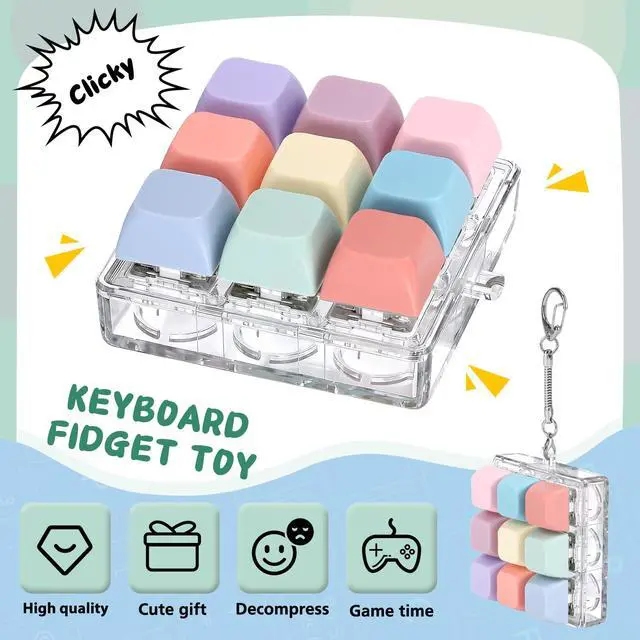 Alt view image 3 of 7 - Keyboard Fidget Toy, Fidget Clicker Keyboard Fidget Keychain, Button Fidget Gifts for Adults to Relieve Stress and Pass Time (Style C)