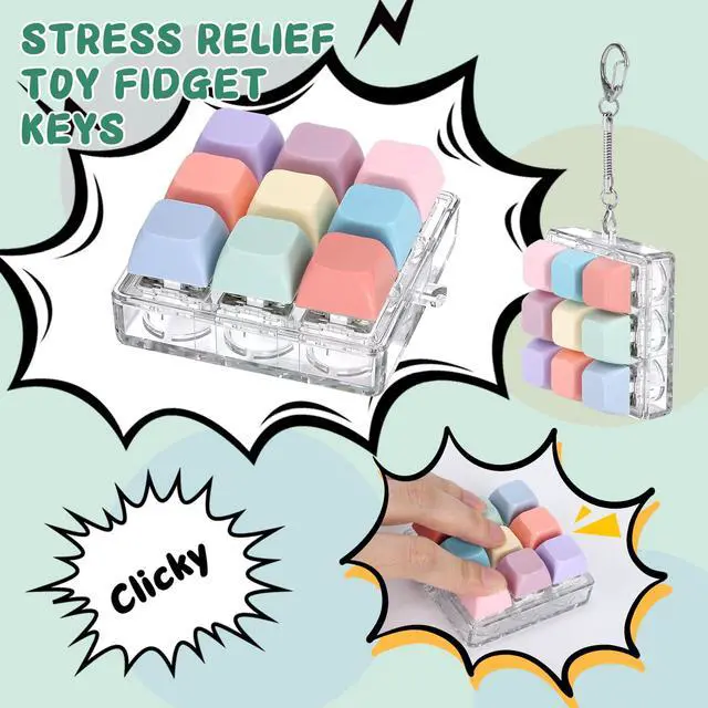 Alt view image 5 of 7 - Keyboard Fidget Toy, Fidget Clicker Keyboard Fidget Keychain, Button Fidget Gifts for Adults to Relieve Stress and Pass Time (Style C)