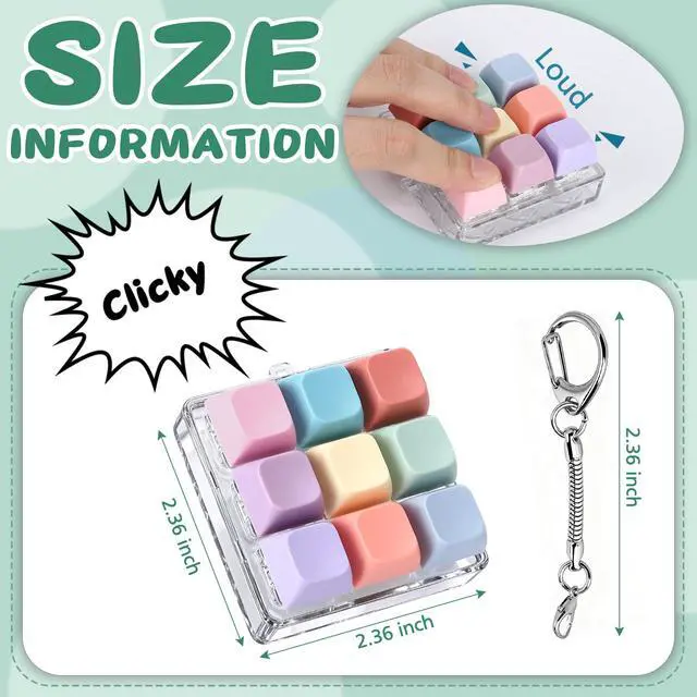 Alt view image 2 of 7 - Keyboard Fidget Toy, Fidget Clicker Keyboard Fidget Keychain, Button Fidget Gifts for Adults to Relieve Stress and Pass Time (Style C)