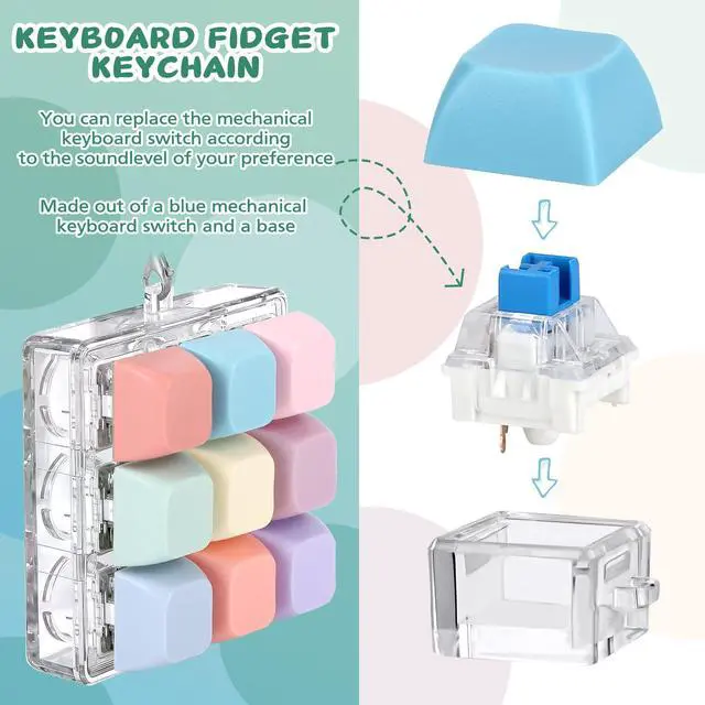 Alt view image 4 of 7 - Keyboard Fidget Toy, Fidget Clicker Keyboard Fidget Keychain, Button Fidget Gifts for Adults to Relieve Stress and Pass Time (Style C)