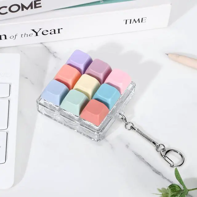 Alt view image 6 of 7 - Keyboard Fidget Toy, Fidget Clicker Keyboard Fidget Keychain, Button Fidget Gifts for Adults to Relieve Stress and Pass Time (Style C)