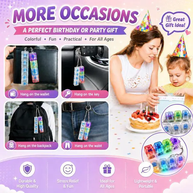 Alt view image 5 of 6 - Keyboard Fidget Keychain, Keyboard with Lights Clicker Fidget Stress Relief Keyboard, Fidget Clicker Gifts for Kids