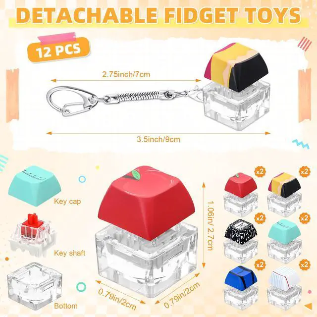 Alt view image 2 of 7 - Back to School Keychains Gifts Bulk Fidget Clicker Toy