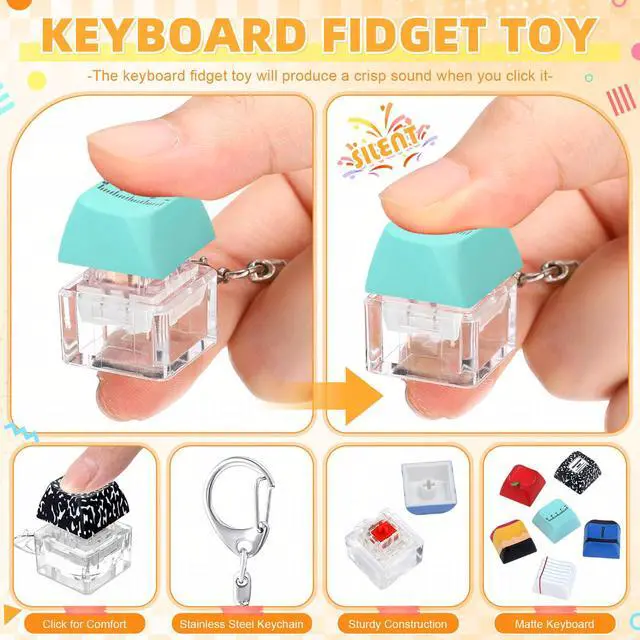 Alt view image 3 of 7 - Back to School Keychains Gifts Bulk Fidget Clicker Toy