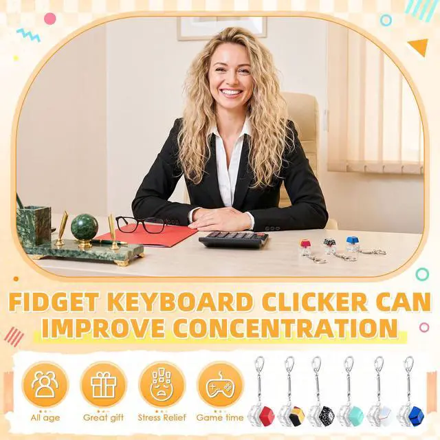 Alt view image 5 of 7 - Back to School Keychains Gifts Bulk Fidget Clicker Toy
