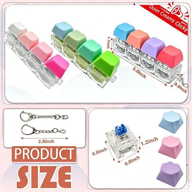 Alt view image 7 of 7 - Keyboard Fidget Toy 6 Pack, Clicky/Creamy/Silent Sounds, 90 Keycaps