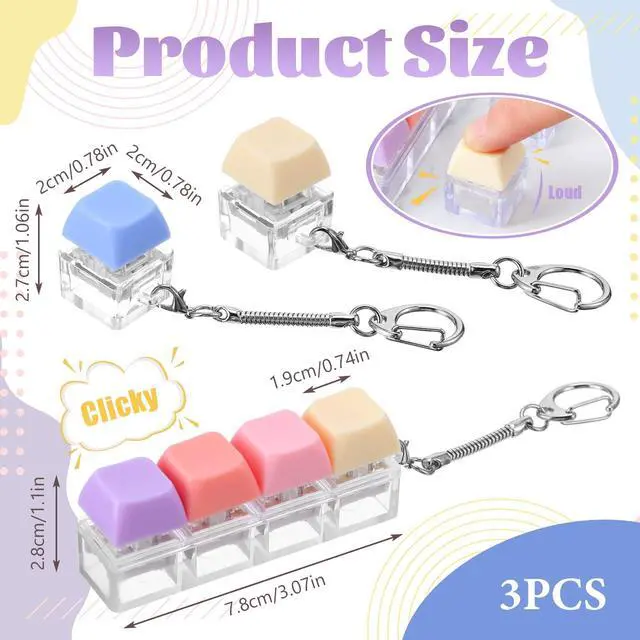 Alt view image 5 of 7 - Keyboard Fidget Toy, 3pcs Decompression Keyboard Clicker Portable