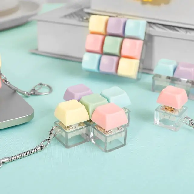Alt view image 6 of 7 - Decompression Toys, Keyboard Clicker Toy Adult, Portable Mechanical Keyboard Fidget Toy, Funny Keyboard Cube Key Button, Stress Relief for Adult Gifts to Relief Pass Time.
