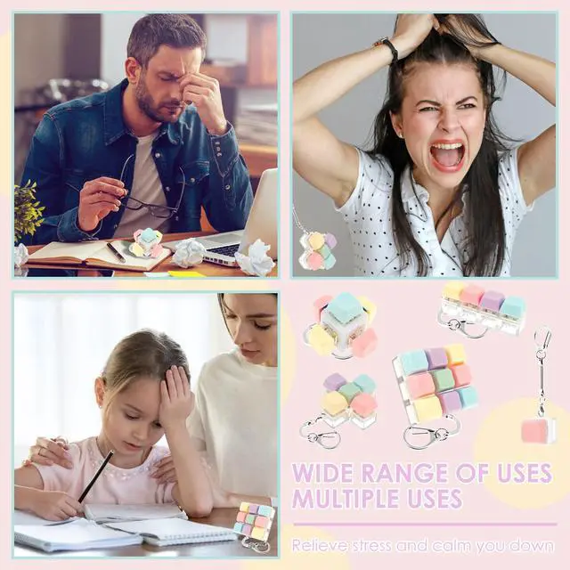 Alt view image 7 of 7 - Decompression Toys, Keyboard Clicker Toy Adult, Portable Mechanical Keyboard Fidget Toy, Funny Keyboard Cube Key Button, Stress Relief for Adult Gifts to Relief Pass Time.