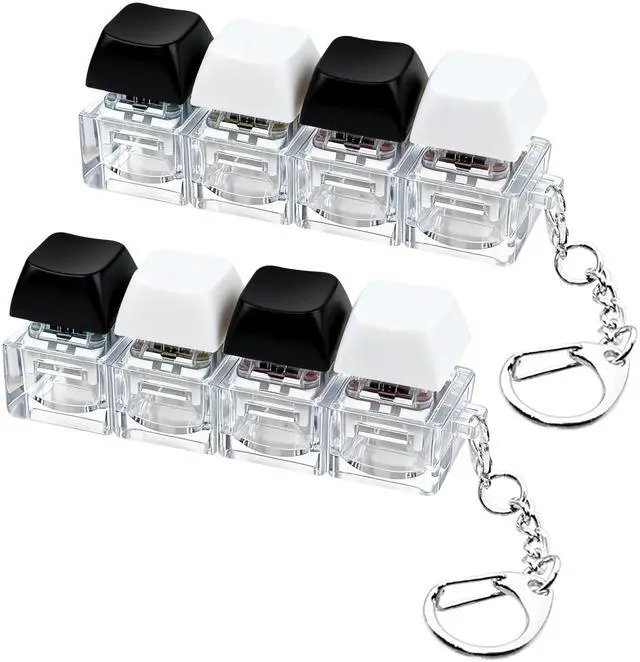 Main image of Keyboard Fidget Toy, Keyboard Fidget Keychain 4-in-1 Keyboard Decompression Button Finger Clicker Toys, Button Stress Relief Fidget Gifts for Adult to Relief Stress (Black+White)