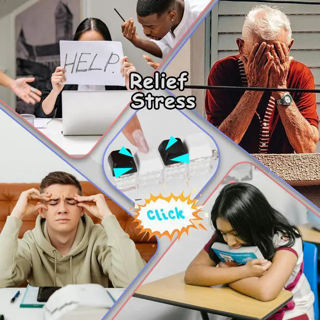Alt view image 6 of 7 - Keyboard Fidget Toy, Keyboard Fidget Keychain 4-in-1 Keyboard Decompression Button Finger Clicker Toys, Button Stress Relief Fidget Gifts for Adult to Relief Stress (Black+White)