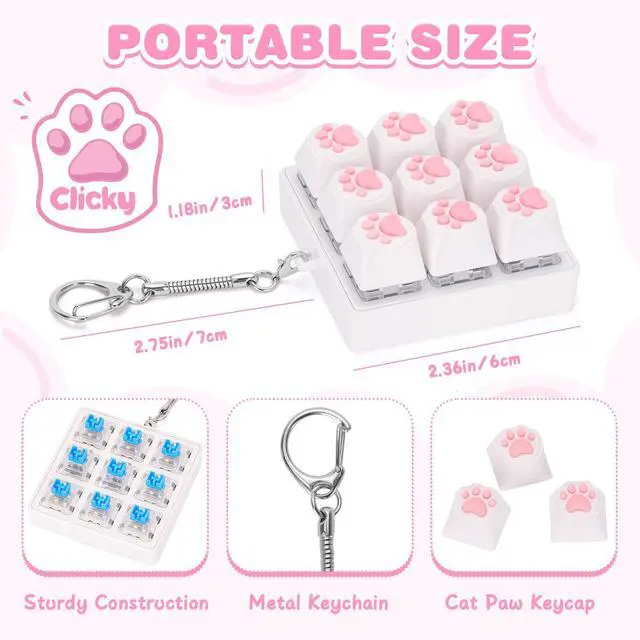 Alt view image 2 of 6 - Cat Paw Keyboard Fidget Toys for Adults Clicky Keycap Keychain
