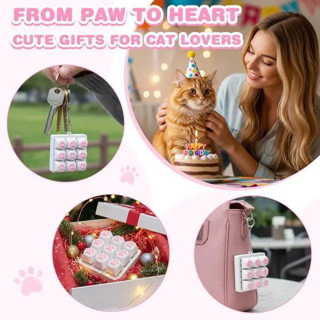 Alt view image 6 of 6 - Cat Paw Keyboard Fidget Toys for Adults Clicky Keycap Keychain