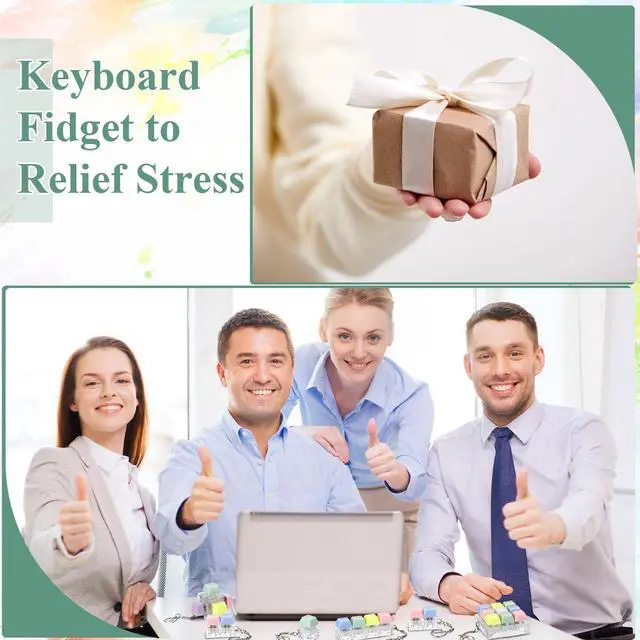 Alt view image 5 of 6 - Keyboard Fidget Clicker Keychain Fidget Keyboard Stress Relief Decompression Button Finger Clicker for Office Home Gifts Adults, 8 Clicky and 8 Silent(Bright Color,Multi Key)