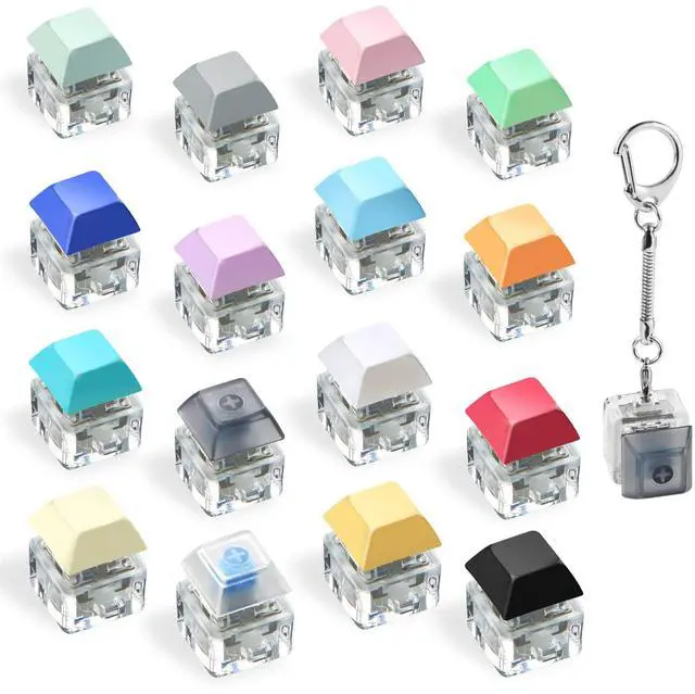 Main image of Fidget Keyboard Keychain Toys, Finger Keyboard Fidget Toy, Keycap Fidget Keychain for Stress Relief, DIY Crafts, Party Supplies, 16 Colors