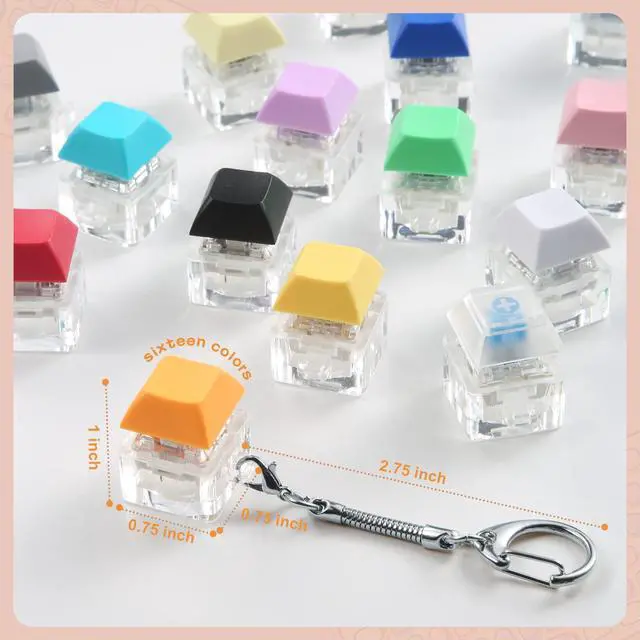 Alt view image 2 of 7 - Fidget Keyboard Keychain Toys, Finger Keyboard Fidget Toy, Keycap Fidget Keychain for Stress Relief, DIY Crafts, Party Supplies, 16 Colors