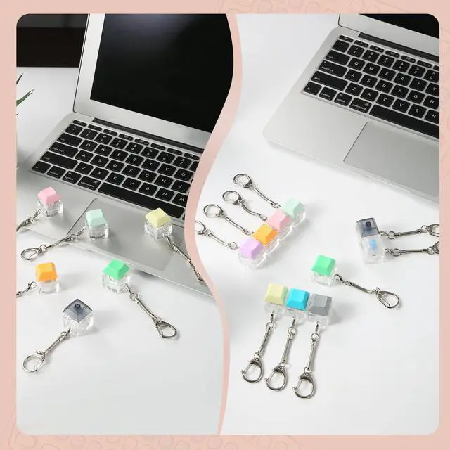 Alt view image 7 of 7 - Fidget Keyboard Keychain Toys, Finger Keyboard Fidget Toy, Keycap Fidget Keychain for Stress Relief, DIY Crafts, Party Supplies, 16 Colors