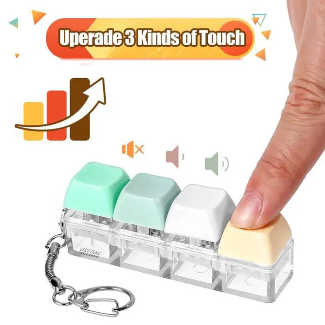 Alt view image 3 of 7 - Keyboard Fidget Toys, Keyboard Clicker Fidget with 3 Kinds Touch Experience, Fidget Keyboard Keychain Decompression Toys Button Stress Relief Gifts to Relief Stress Pass The Time